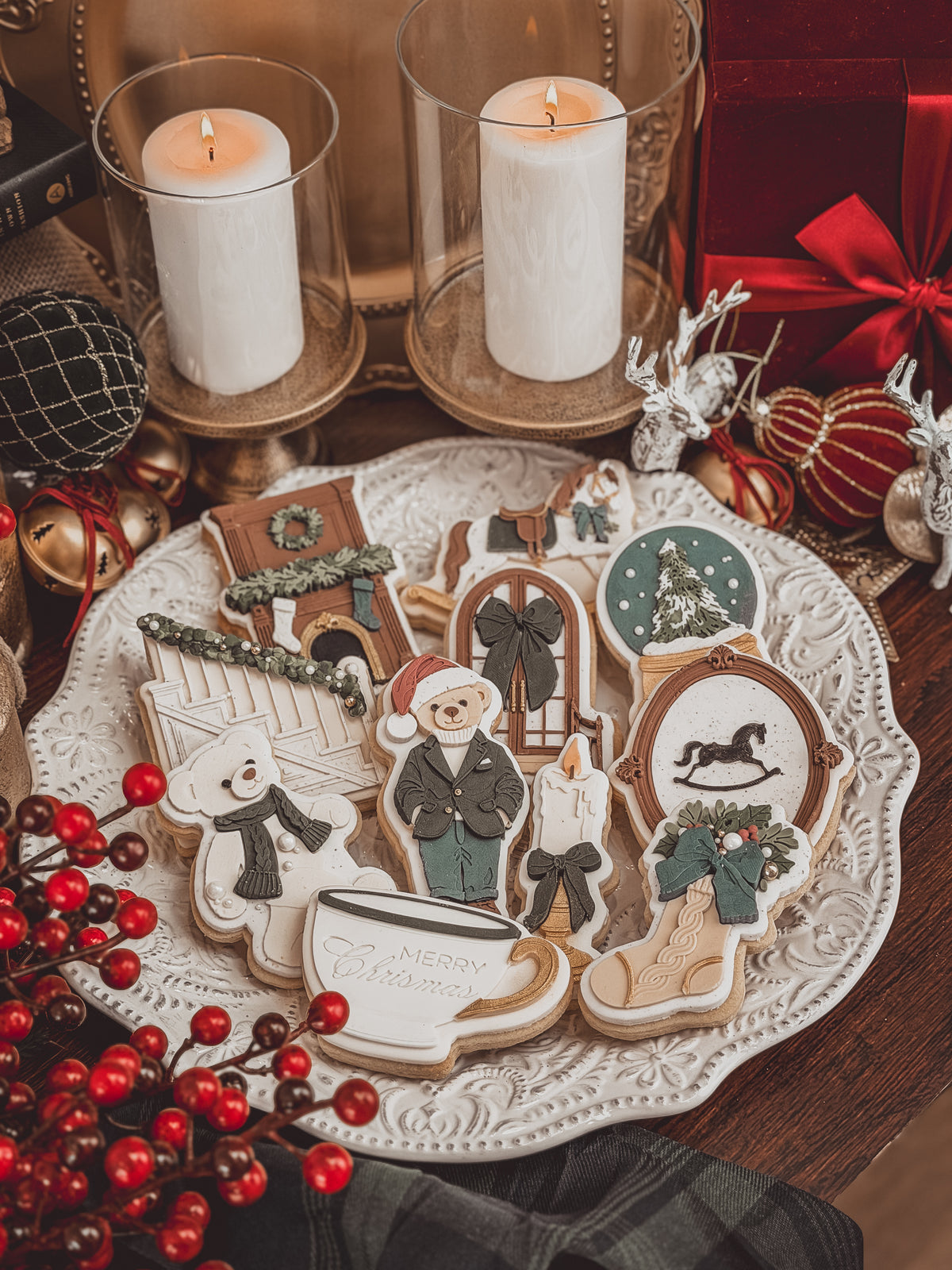 Candlestick With Bow Cookie Cutter &amp; Stamp