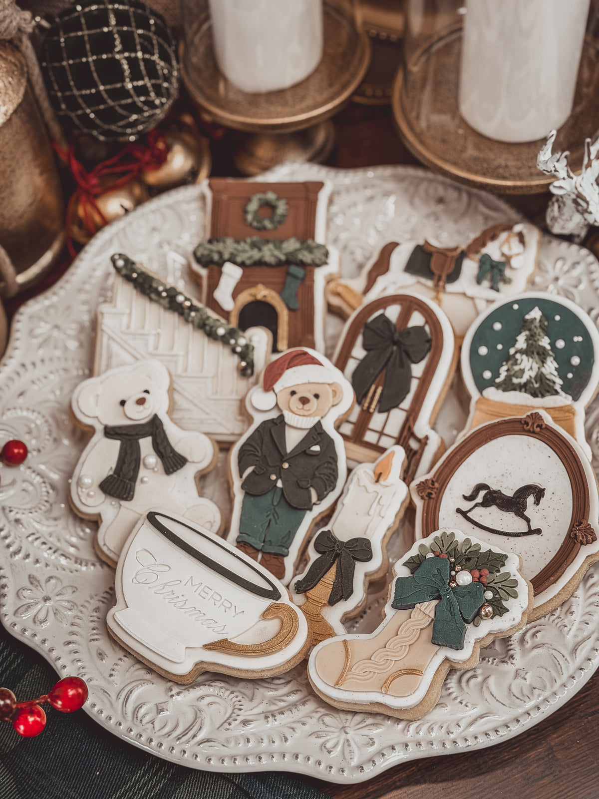 Classic Style Fireplace With Garland Cookie Cutter &amp; Stamp