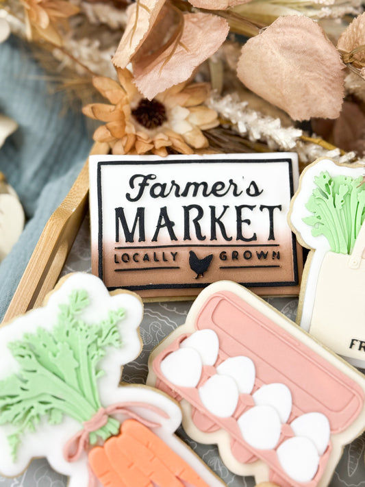 Farmers Market Sign Cookie Cutter & Stamp