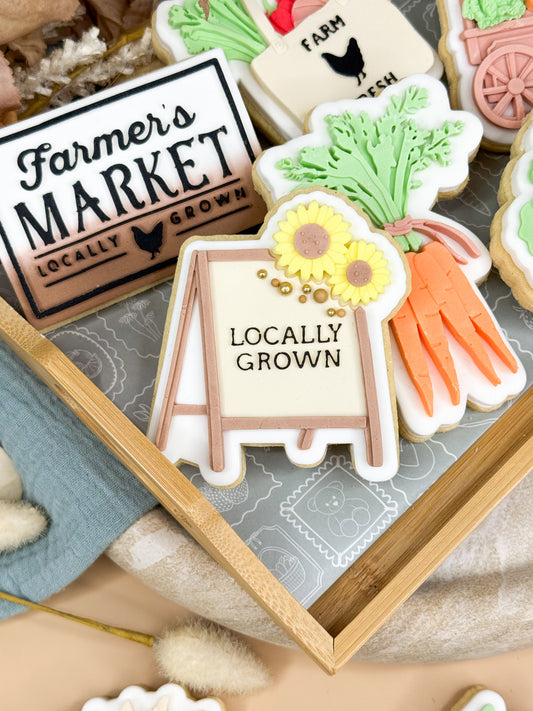 Locally Grown Black Board Cookie Cutter & Stamp