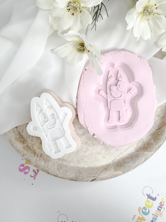 Blue Dog Cheer Cookie Cutter & Stamp