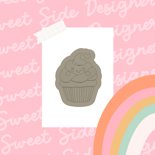 Happy Cupcake Cookie Cutter & Stamp