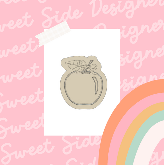 Apple With Bow Cookie Cutter & Stamp
