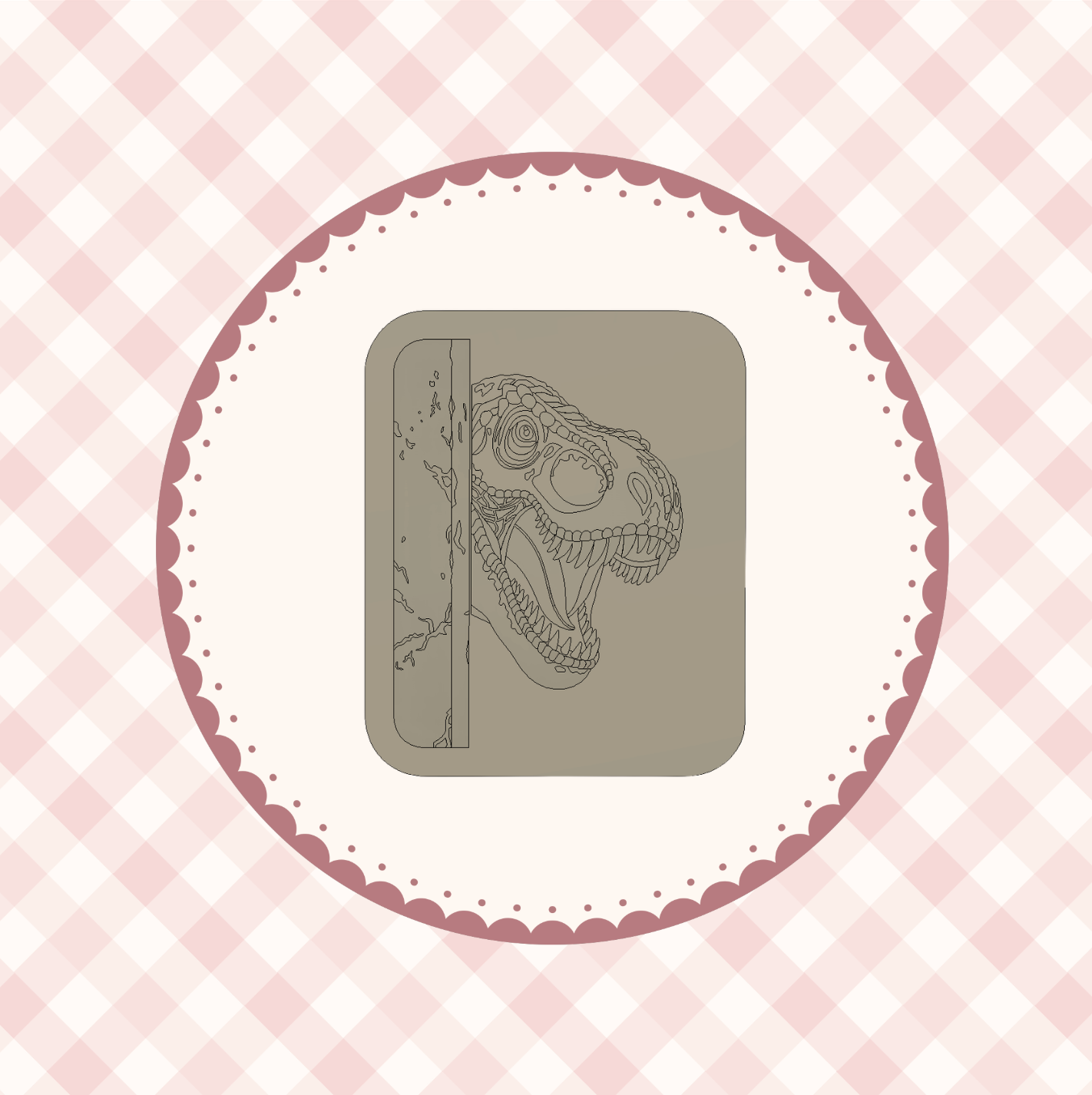 Dinosaur Peeking From Wall Cookie Cutter &amp; Stamp