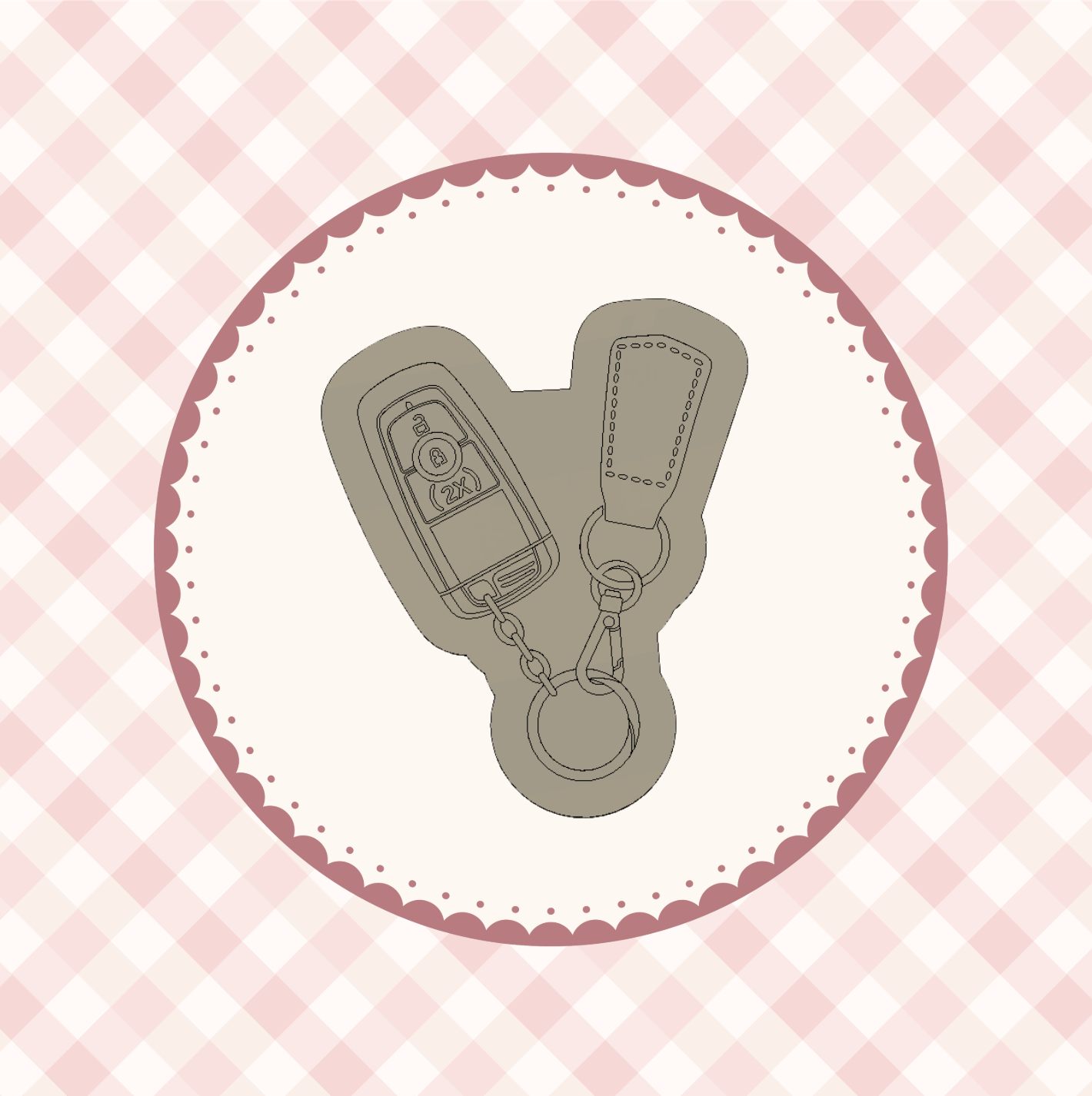 Car Keys With Blank Key Chain Cookie Cutter &amp; Stamp