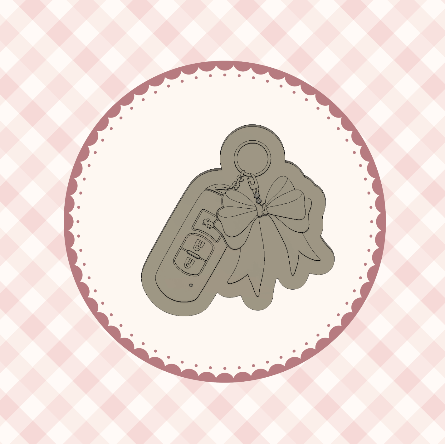 Car Keys With Bow Cookie Cutter &amp; Stamp