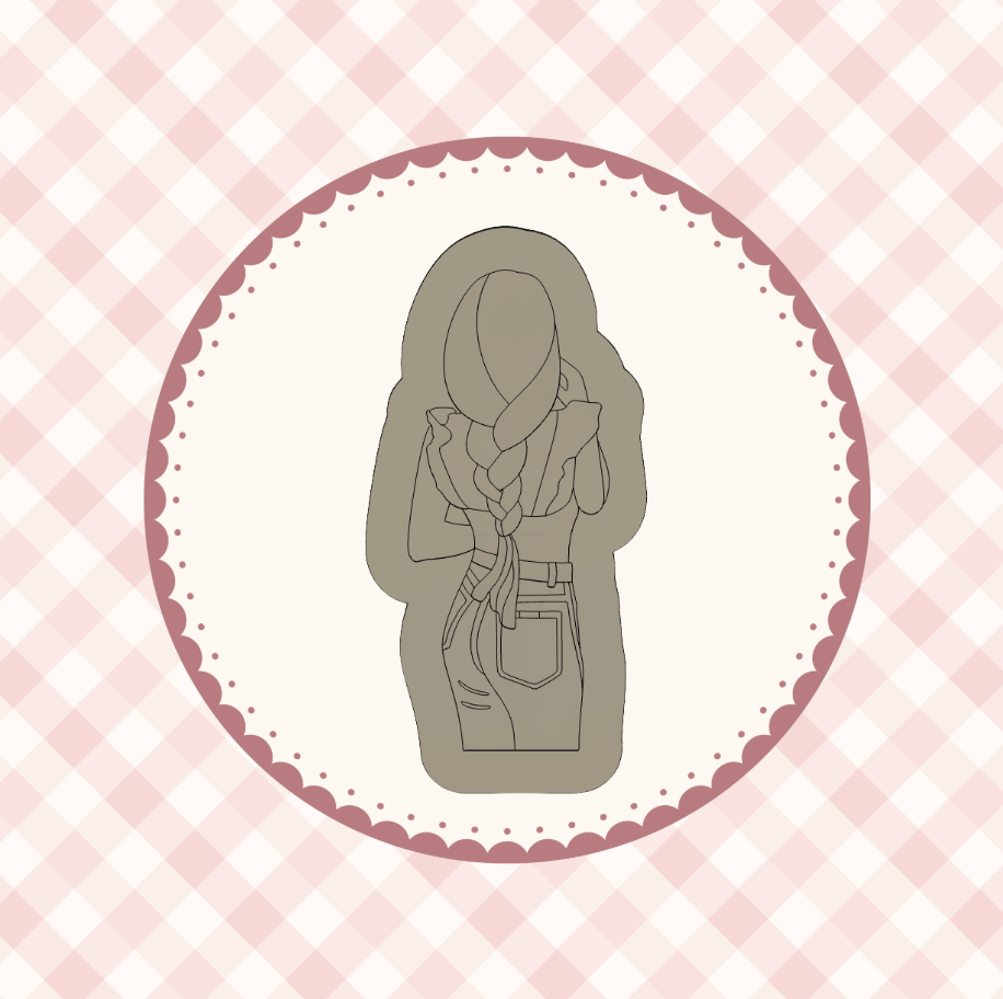 Casual Girl Plait Cookie Cutter &amp; Stamp