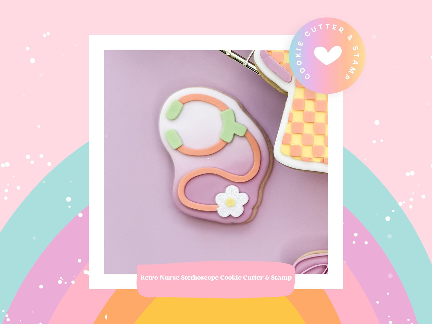 Retro Nurse Stethoscope Cookie Cutter & Stamp