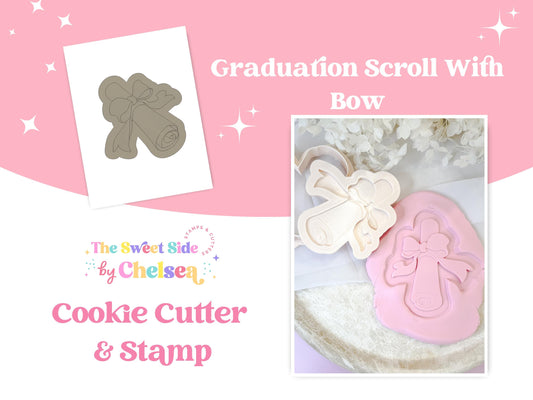 Graduation Certificate With Bow Cookie Cutter & Stamp