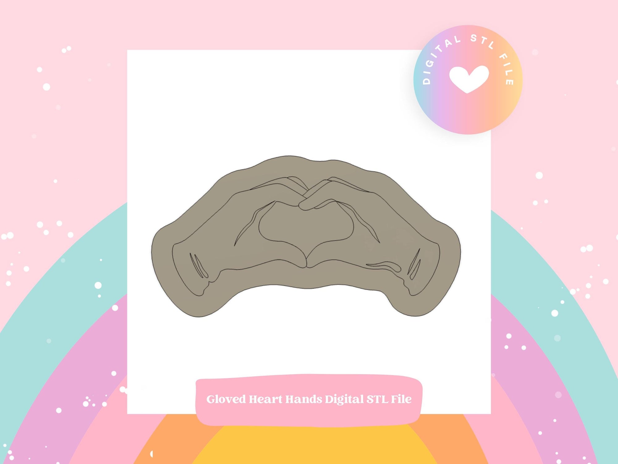 Gloved Heart Hands Digital STL File