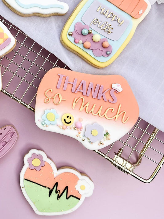 Groovy Thanks So Much Cookie Cutter & Stamp