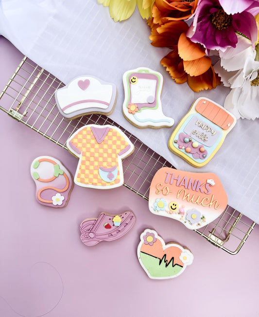 Retro Nurse Scrubs Cookie Cutter & Stamp